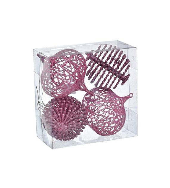 Bombki ażurowe, 10cm/4szt, fiolet