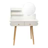 Toaletka Scandi z okrągłym lustrem 40cm, 120x80x40cm