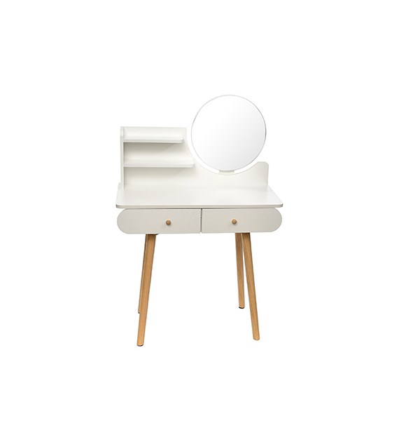 Toaletka Scandi z okrągłym lustrem 40cm, 120x80x40cm