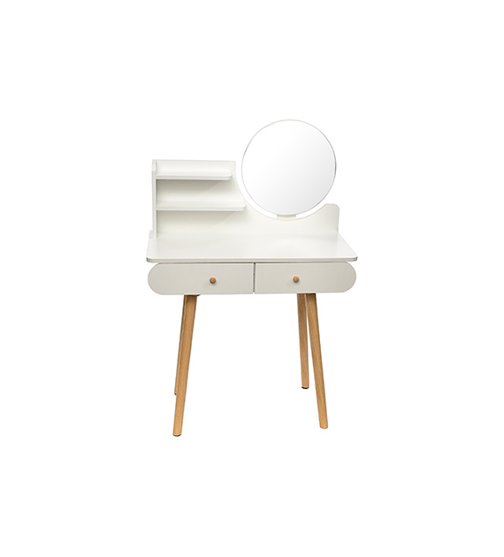 Toaletka Scandi z okrągłym lustrem 40cm, 120x80x40cm