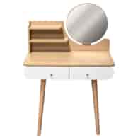 Toaletka Scandi z okrągłym lustrem 40cm, 120x80x40cm