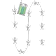 Girlanda 10LED mini z dekoracją - aniołki,  srebrny przewód, na baterie 3xAA (załączone)