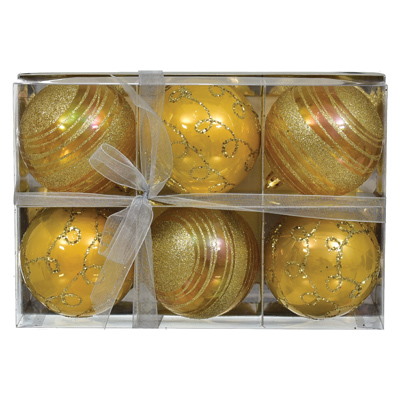 Bombki Plastikowe 8cm 6 szt. Mix 3 Wzorów Zł