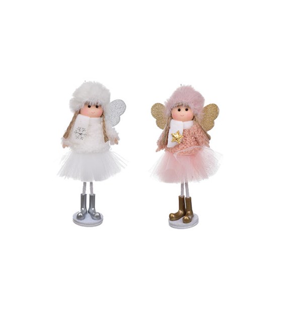 Aniołek z materiału, róż, 18cm, do postawienia