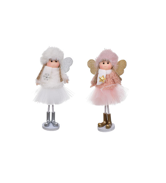 Aniołek z materiału, róż, 18cm, do postawienia