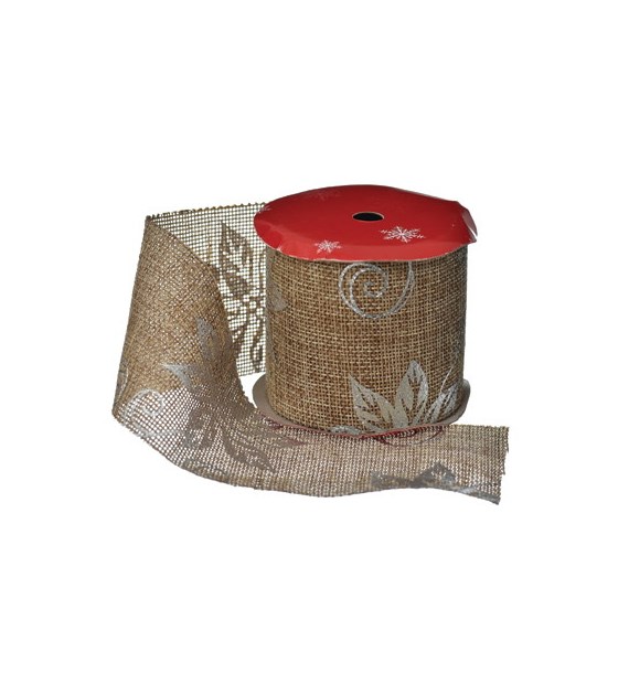 Wstążka 6.3cmx270cm, naturalny, srebrny