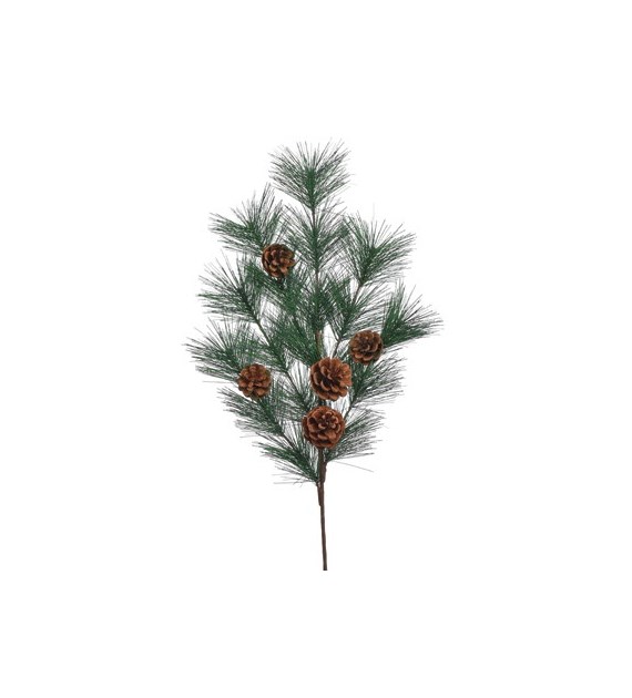 Gałązka dekoracyjna iglasta z szyszkami, 80cm, zielony, brąz