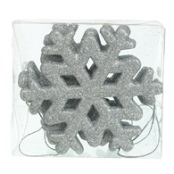 Śnieżynki z brokatem 9,5cm, 3szt, srebrny, do powieszenia