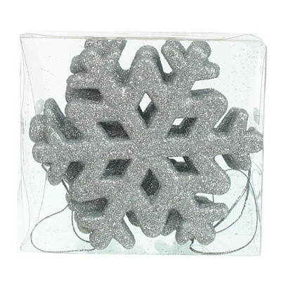 Śnieżynki z brokatem 9,5cm, 3szt, srebrny, do powieszenia