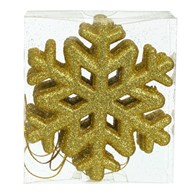 Śnieżynki z brokatem 9,5cm, 3szt, złoty, do powieszenia