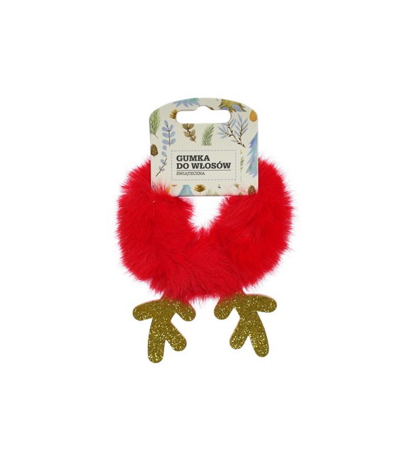 Gumka świąteczna do włosów z rogami renifera