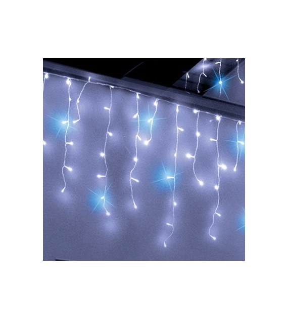 Kurtyna sople 250LED, ciepły biały + niebieski flash, sieciowa, zew.