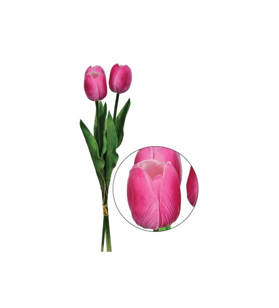 Bukiet 3 tulipanów związanych słomianym sznurkiem