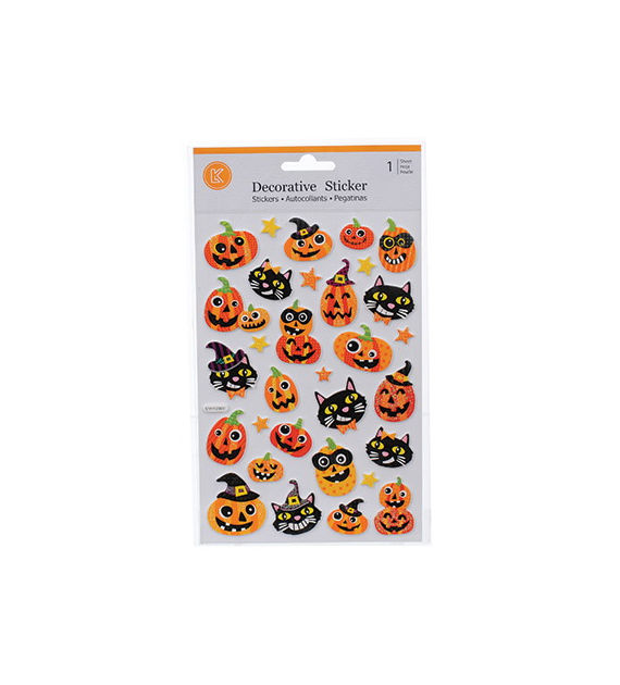 Naklejki - Halloween zestaw dynie i czarne koty 21x14 cm