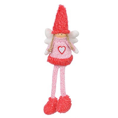 Aniołek Z Wiszącymi Nogami, Z Materiału, 34 cm, Róż, Do Postawienia