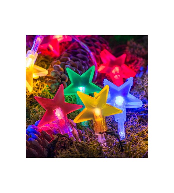 Lampki 35LED z dekoracją gwiazdki na baterie, multikolor, 3xAA, wew.