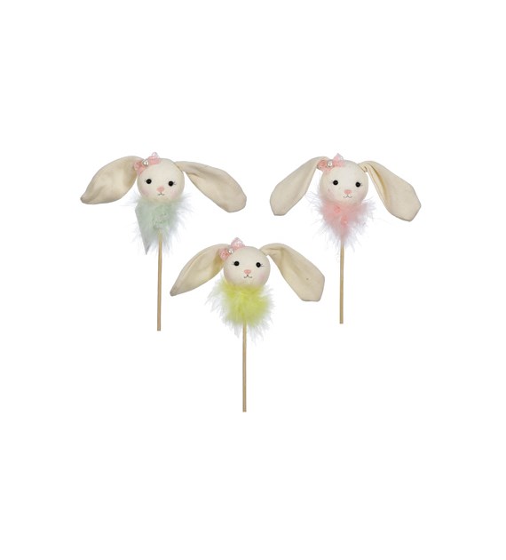 Dekoracja na piku - zajączek z długimi uszami, wys 29,5cm
