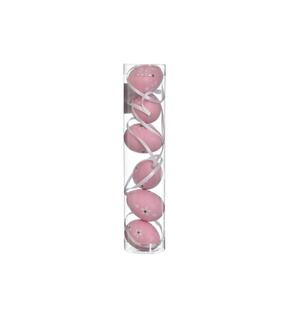 Zestaw 6 jajek 4cm do powieszenia, różowy