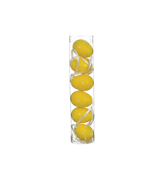Zestaw 6 jajek 4cm do powieszenia, żółty