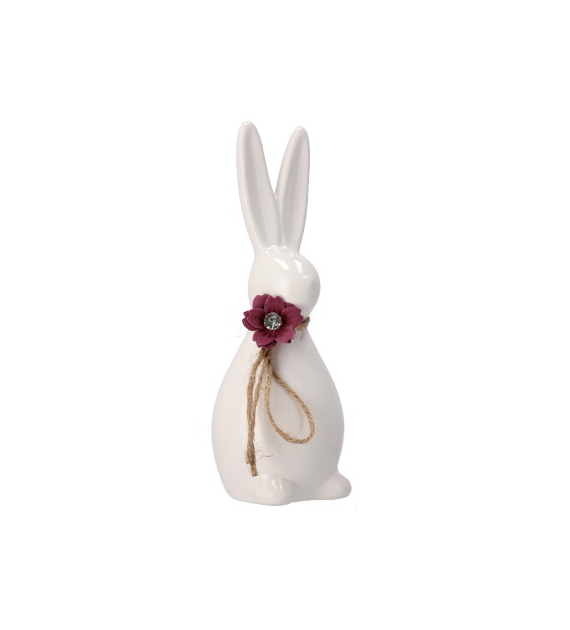 Zając ceramiczny z dekoracją, wys. 18,5cm