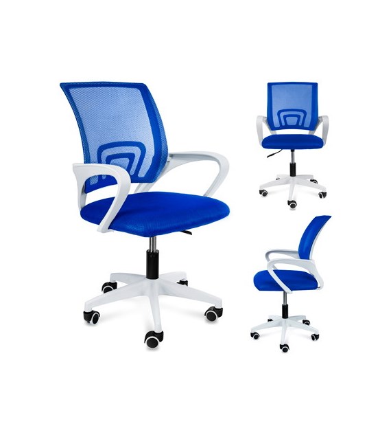 Krzesło biurowe SMART, podstawa biała, niebieskie