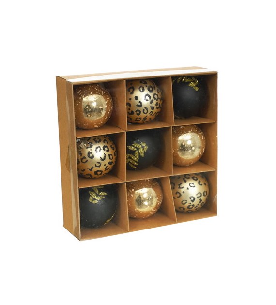 Bombki plastikowe 60/9, czarno-złote