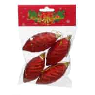 Bombki piankowe - szyszki, zest. 4 szt., 8 cm, czerwone
