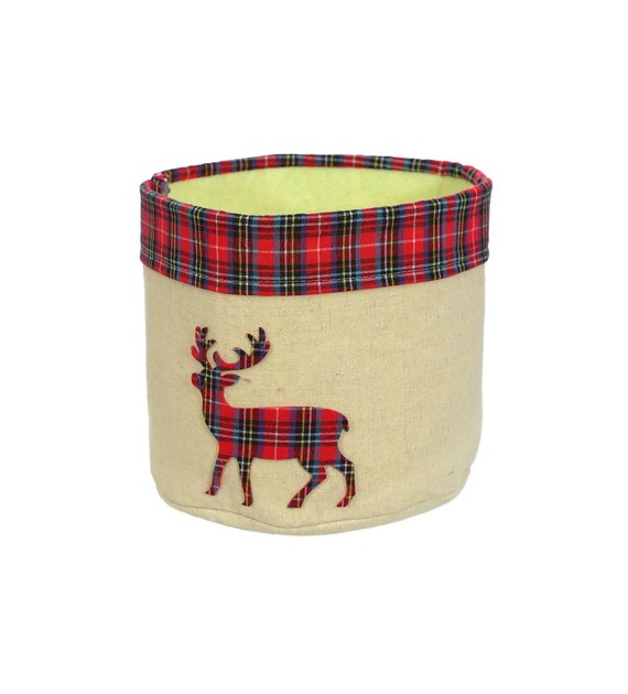 Osłonka/pojemnik z materiału z reniferem, średnica:20 cm