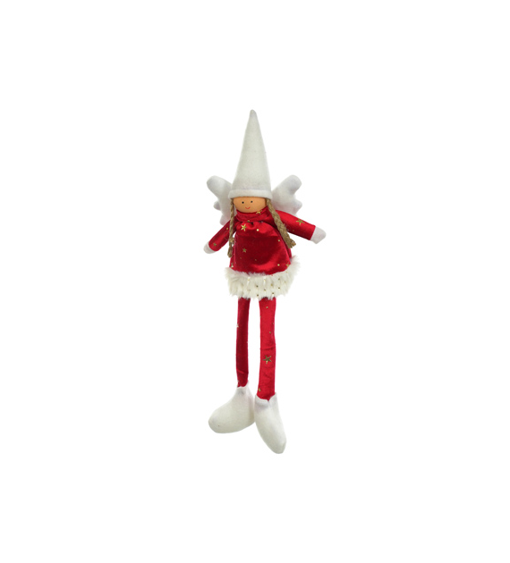 Aniołek z wiszącymi nogami, z materiału, 34 cm, czerwony