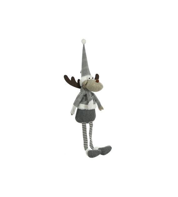 Renifer z wiszącymi nogami, z materiału, 48 cm, szary, do postawienia