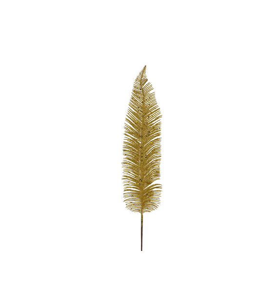 Gałązka z liścmi w cienkie paski - złota 75cm