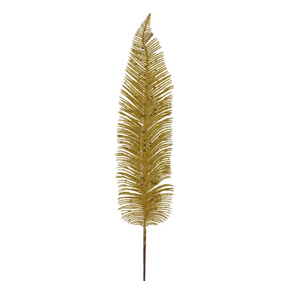 Gałązka z liścmi w cienkie paski - złota 75cm