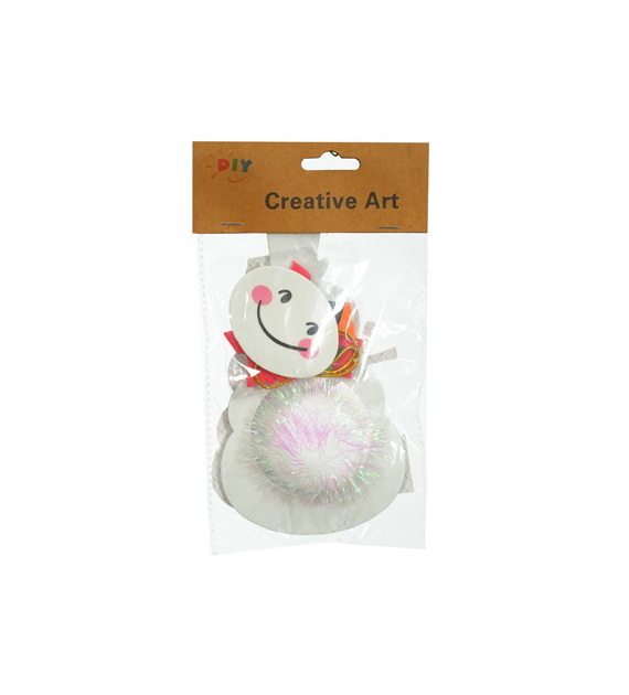 Zestaw DYI - bałwan z pomponem, 20,8 cm, biały