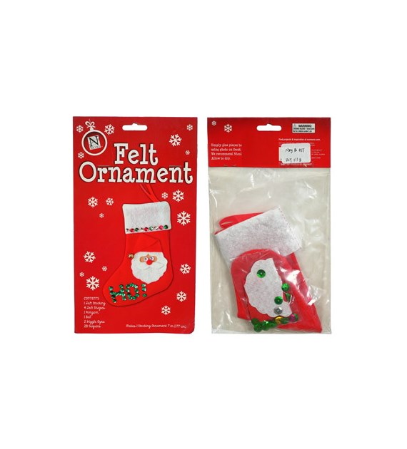 Zestaw DIY z filcu, skarpeta z mikołajem, czerwono-biały