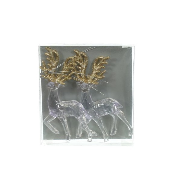 Dekoracje z akrylu renifery, 12,5 cm, 2 szt., przeźroczysty