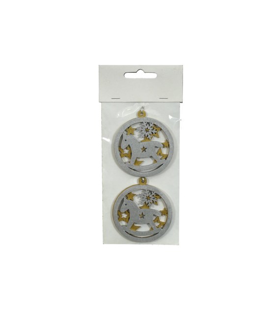 Dekoracje z drewna konik na biegunach, 2 szt., 6,5 cm