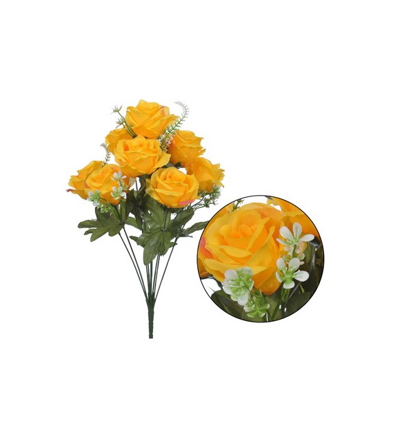 Bukiet 9 róż, 50cm, żółty