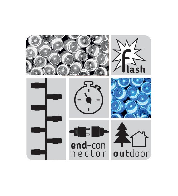 Girlanda 400LED, timer, ciepły biały + zimny biały flash, sieciowa, zew.