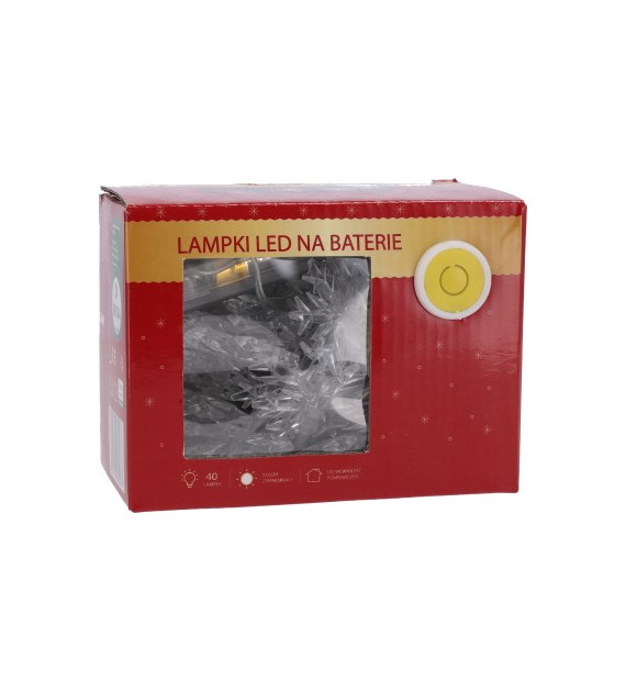 Lampki 40 LED ze śnieżynkami, zimny biały, zasilanie bateryjne, wew.