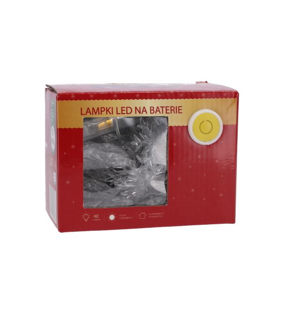 Lampki 40 LED ze śnieżynkami, zimny biały, zasilanie bateryjne, wew.