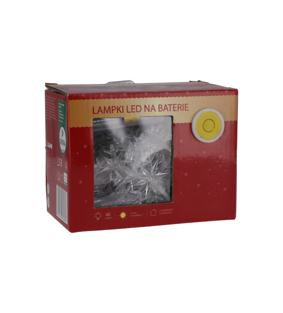 Lampki 40 LED ze śnieżynkami, ciepły biały, zasilanie bateryjne, wew.