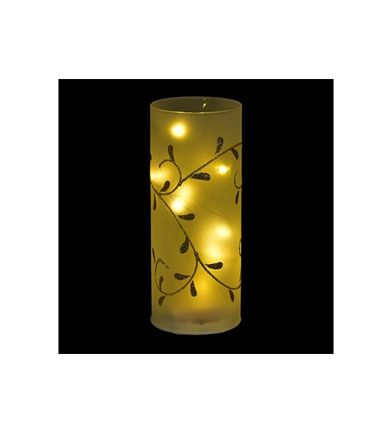 Dekoracja 15 LED- świeca z dekoracją, na baterie 3*AA, wys.20cm, do post.