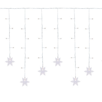 Kurtyna 95 LED Ze Śnieżynkami, 70x350, Ciepły Biały, Sieciowa