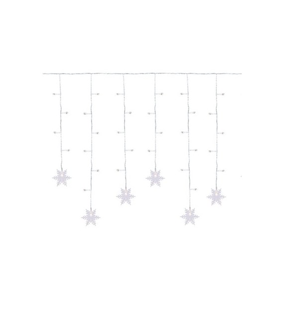 Kurtyna 95 LED ze śnieżynkami, 70x350, ciepły biały, sieciowa, zew.