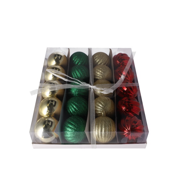 Bombki plastikowe 6cm 20szt. czerw-zł-ziel