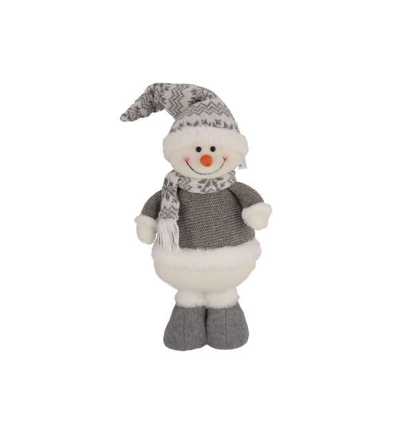 Bałwanek z materiału, 48 cm, szary, biały do postawienia