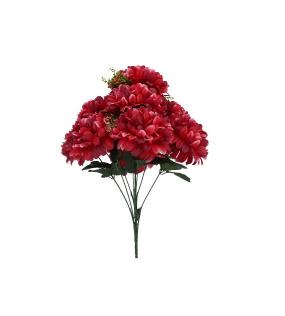 Bukiet 9 chryzantem ze sztywnego materiału, 57 cm, bordo