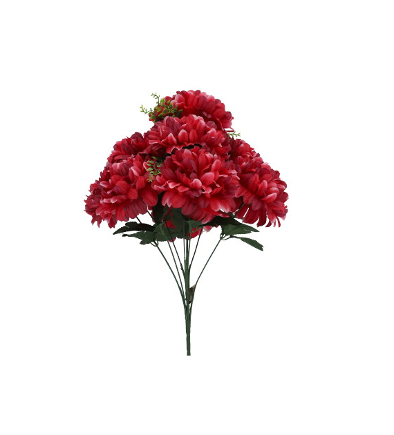 Bukiet 9 chryzantem ze sztywnego materiału, 57 cm, bordo