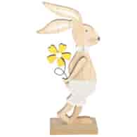 Zajączek drewniany z kwiatkiem, wys. 20,5 cm