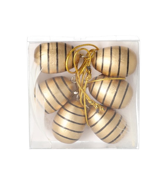 Dekoracja drewniana do powieszenia - jajko, zestaw 6szt